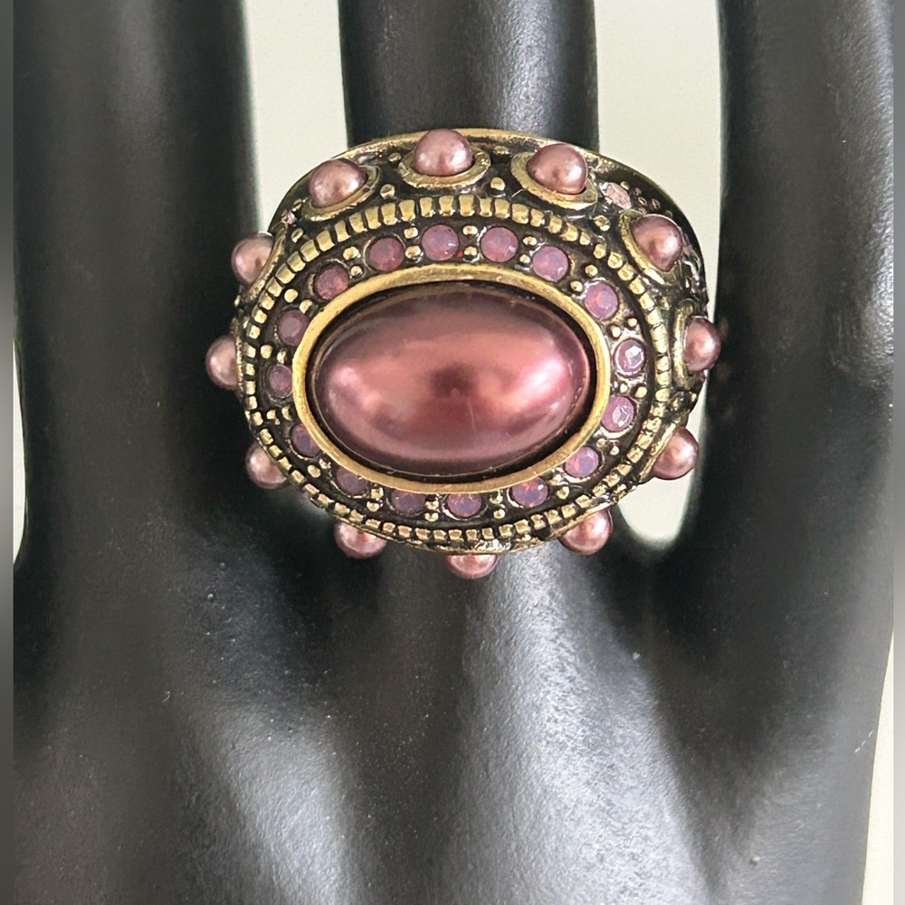 Heidi Daus Faux Pearl & Crystal Ring
